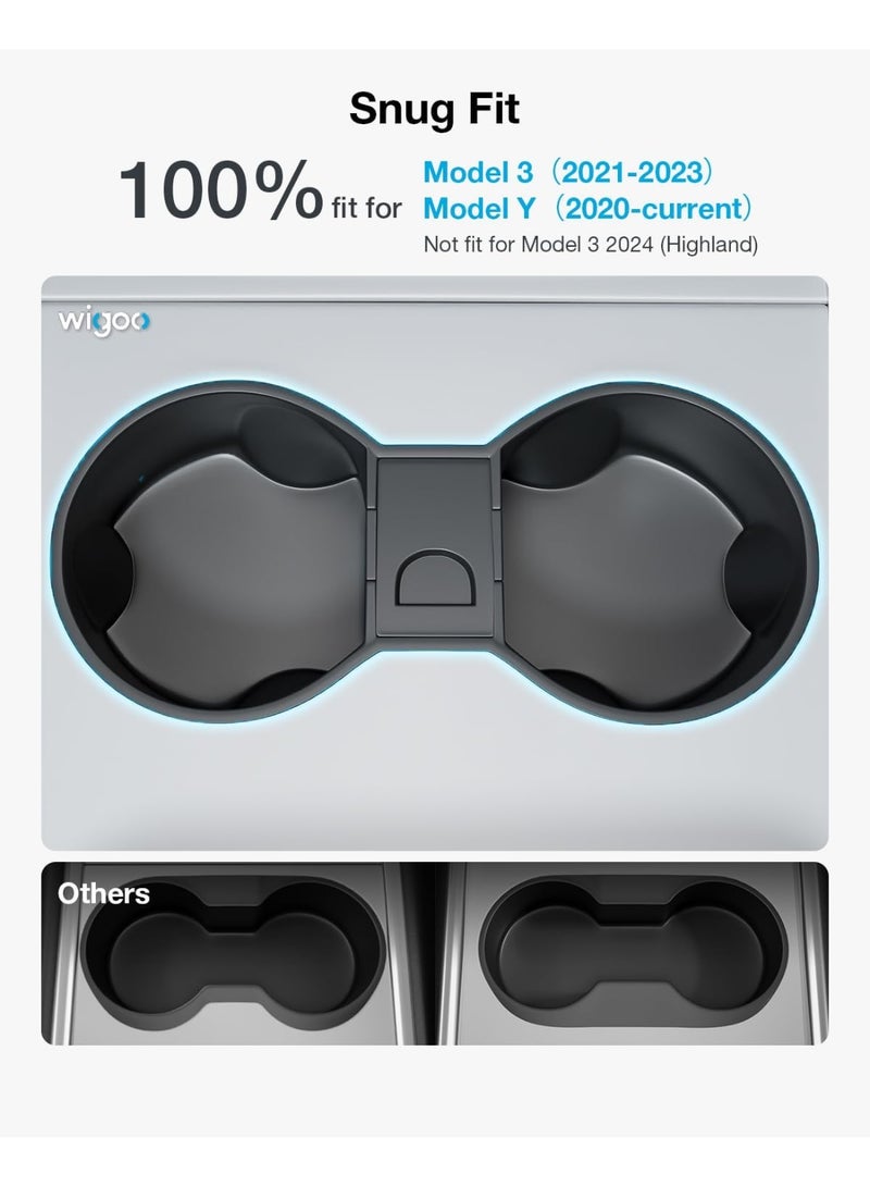 إدخال حامل الأكواب لتسلا موديل Y و 3 - تركيب سلس، تصميم 2 في 1، أسود - Image 2