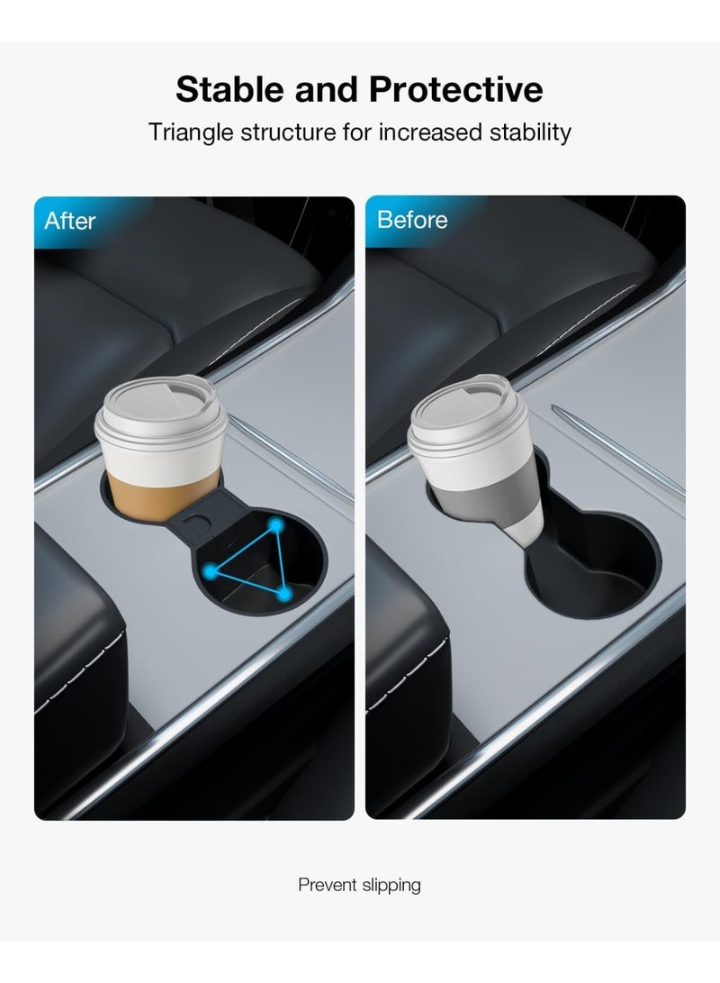 إدخال حامل الأكواب لتسلا موديل Y و 3 - تركيب سلس، تصميم 2 في 1، أسود - Image 4