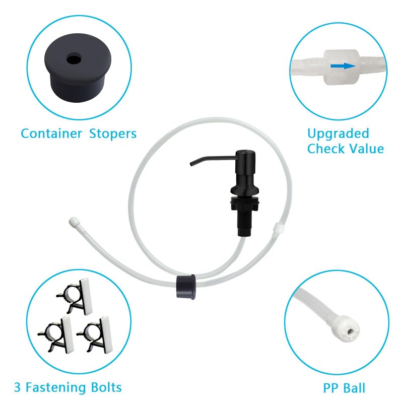 izolor Soap Dispenser for Kitchen Sink, Kichen Sink SoapDispenser, 47" Extension Tube kit, Under Sink Soap Dispenser Pump, No Need More Refills, Good Suction Power, Black - Image 4