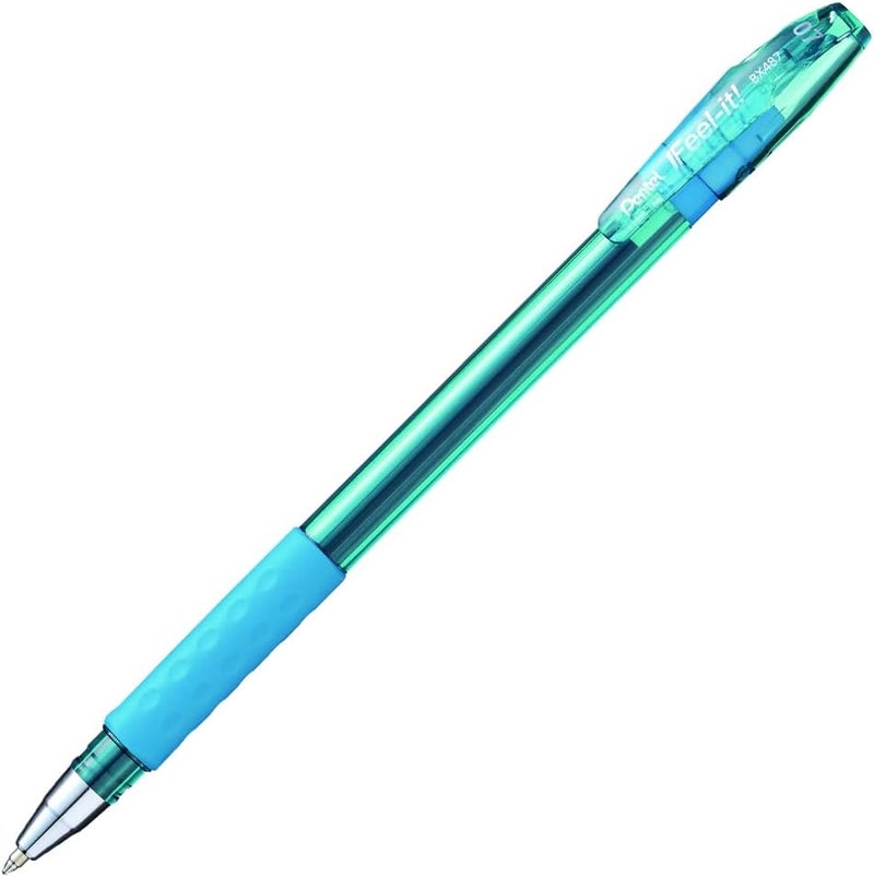 قلم حبر جاف Pentel Feel It 0.7 مم أزرق سماوي - عبوة من 12 قلمًا