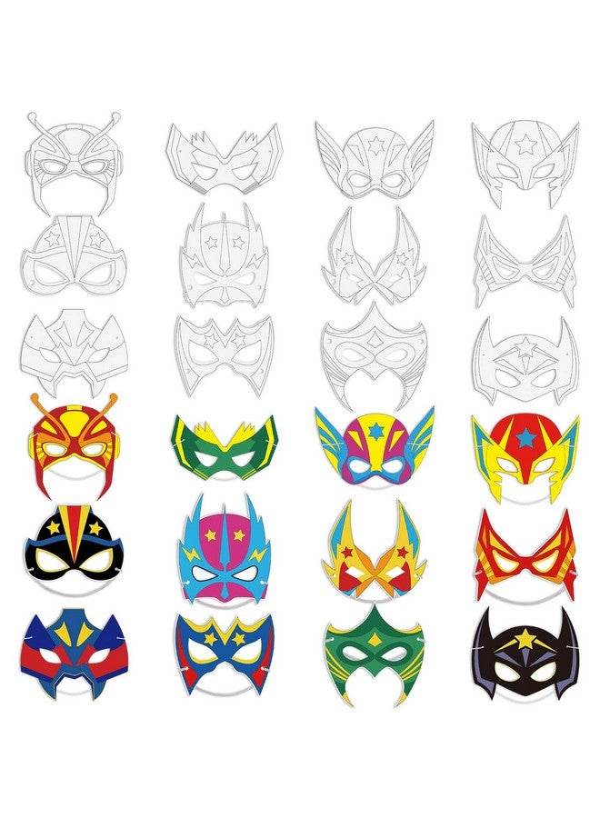Sosation 72 Pcs Color Your Own Hero Masks Craft DIY Hero Paper Mask Blank Masks to Decorate Your Own Eye Mask with Ropes Party Favors Decorations Home Activity Coloring Game, 12 Styles - Image 1