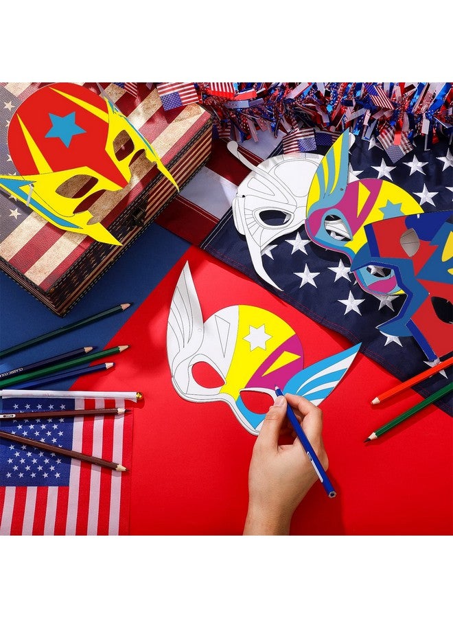 Sosation 72 Pcs Color Your Own Hero Masks Craft DIY Hero Paper Mask Blank Masks to Decorate Your Own Eye Mask with Ropes Party Favors Decorations Home Activity Coloring Game, 12 Styles - Image 4