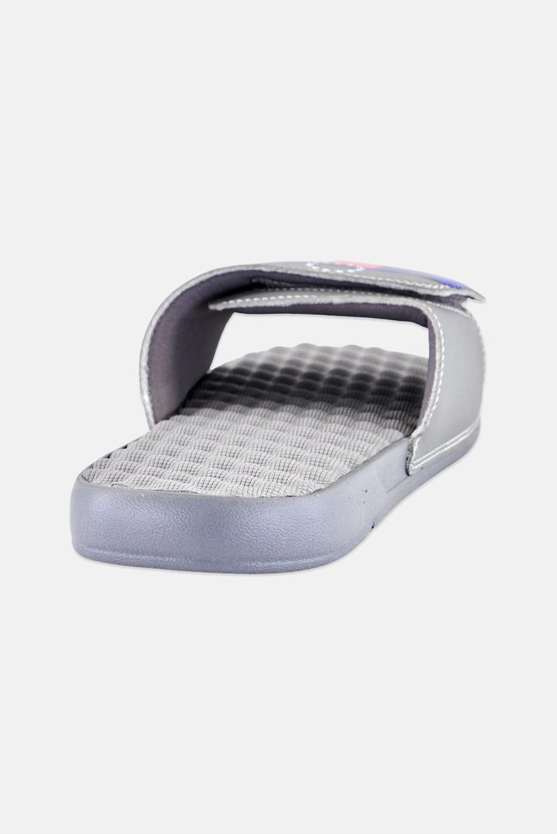 ISlide Men Philadelphia 76ers Distressed Slip On Slides, Grey - Image 3