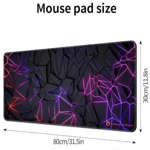 DARSHANAM WORLD Gaming Mouse Pad, 80 x 30 cm Large Desk Mat, Black, Anti-Slip Rubber Base, Water Resistant, for Work from Home, Office Mousepad 3D Design - Image 2