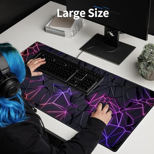 DARSHANAM WORLD Gaming Mouse Pad, 80 x 30 cm Large Desk Mat, Black, Anti-Slip Rubber Base, Water Resistant, for Work from Home, Office Mousepad 3D Design - Image 5