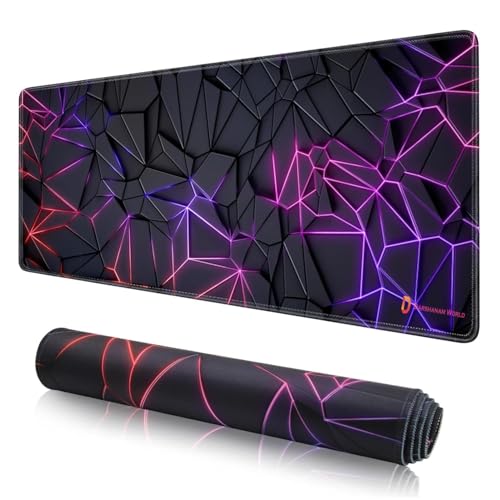 DARSHANAM WORLD Gaming Mouse Pad, 80 x 30 cm Large Desk Mat, Black, Anti-Slip Rubber Base, Water Resistant, for Work from Home, Office Mousepad 3D Design - Image 1