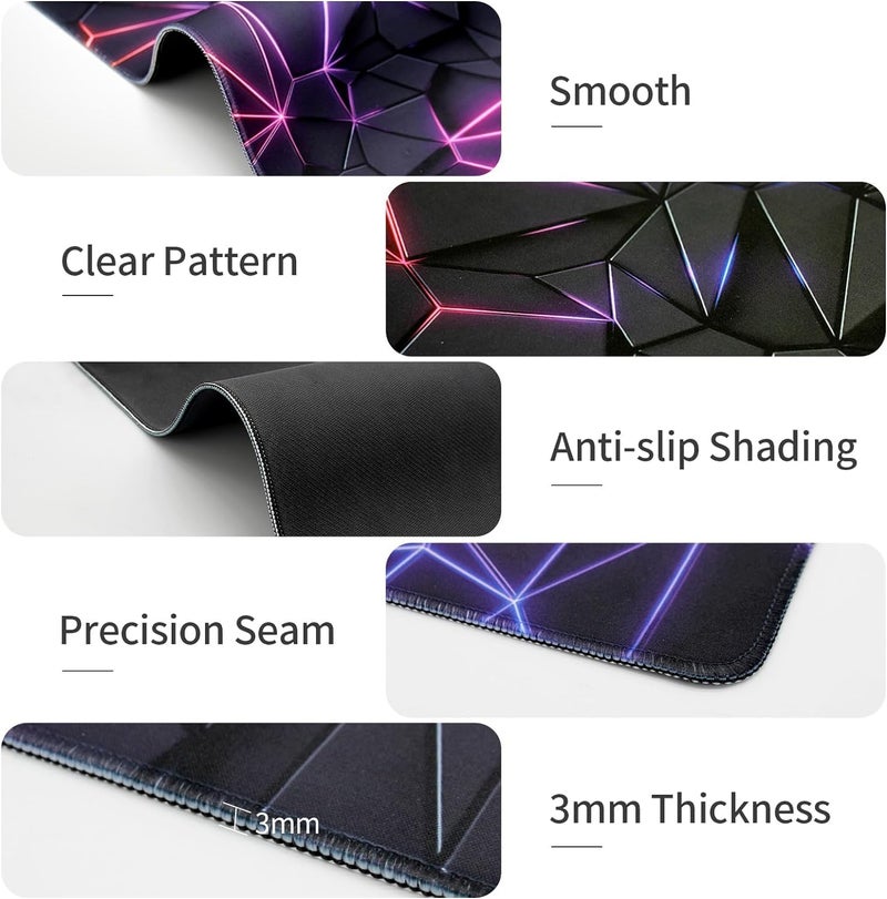 DARSHANAM WORLD Gaming Mouse Pad, 80 x 30 cm Large Desk Mat, Black, Anti-Slip Rubber Base, Water Resistant, for Work from Home, Office Mousepad 3D Design - Image 4