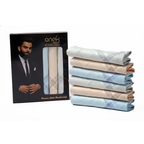 ONE8 by Virat Kohli Anti-Bacterial Premium Cotton Light Colored Handkerchiefs For Men (Set of 6) - Image 2