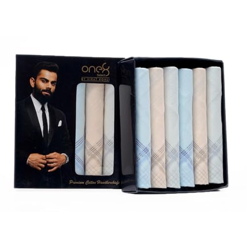 ONE8 by Virat Kohli Anti-Bacterial Premium Cotton Light Colored Handkerchiefs For Men (Set of 6) - Image 5