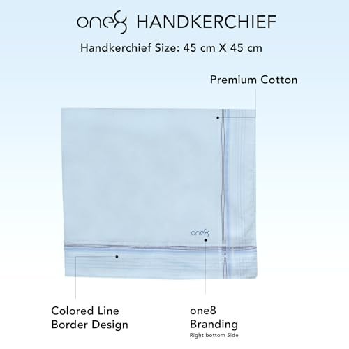 ONE8 by Virat Kohli Anti-Bacterial Premium Cotton Light Colored Handkerchiefs For Men (Set of 6) - Image 4