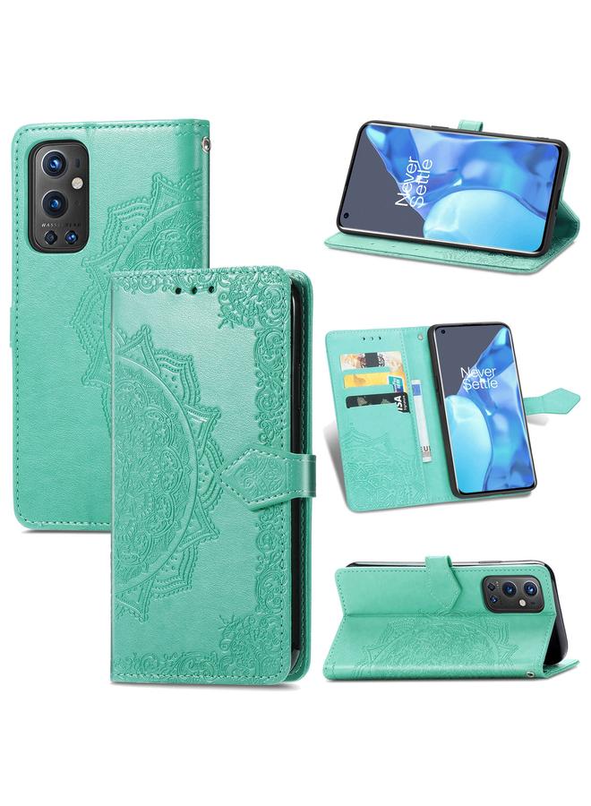 Halfway Mandala Embossing Pattern Horizontal Flip Leather Case with Holder & Card Slots & Wallet & Lanyard For OnePlus 9 Pro