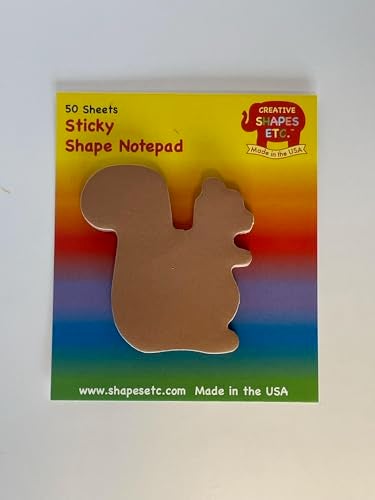 SHAPES ETC. 50 Sheets Squirrel Sticky Notepad 3in Brown Cute Self Stick Classroom Note School Lunch Notes Spring Summer Animals Bulletin Board Décor Gifts Tags Decorations Memos Reminders USA Made - Image 5