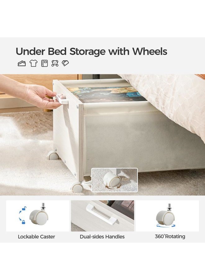 FOUCSSOMEI Under Bed Storage, Under bed Storage Containers, Underbed Shoe Storage With Wheels, Wooden Underbed Drawers, White - Image 4