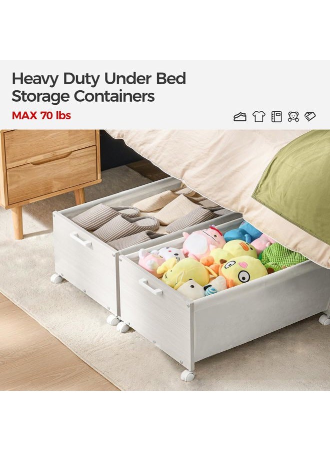 FOUCSSOMEI Under Bed Storage, Under bed Storage Containers, Underbed Shoe Storage With Wheels, Wooden Underbed Drawers, White - Image 2