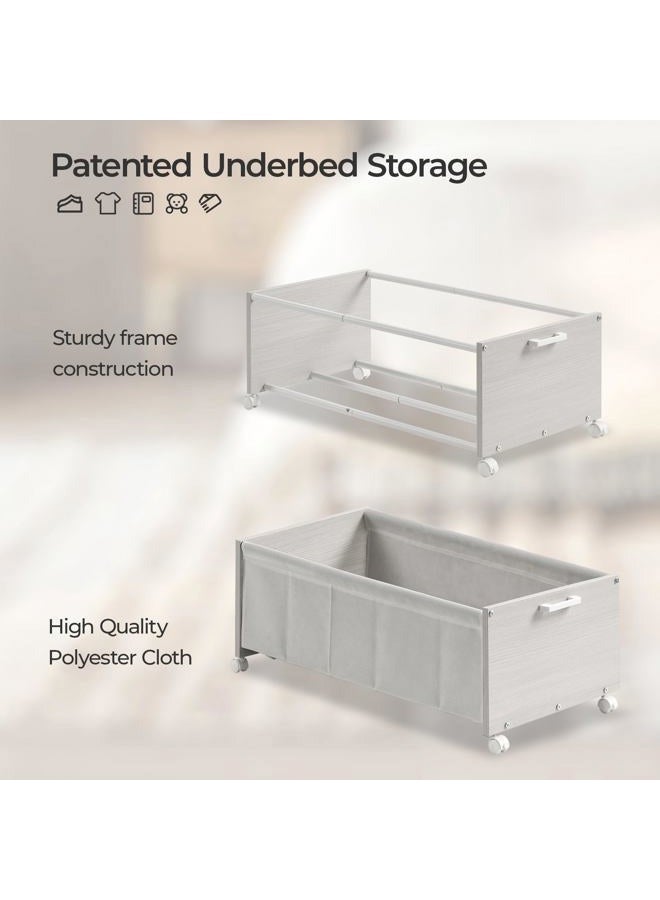 FOUCSSOMEI Under Bed Storage, Under bed Storage Containers, Underbed Shoe Storage With Wheels, Wooden Underbed Drawers, White - Image 3
