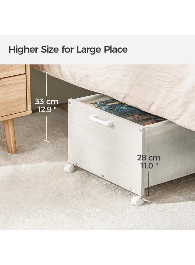 FOUCSSOMEI Under Bed Storage, Under bed Storage Containers, Underbed Shoe Storage With Wheels, Wooden Underbed Drawers, White - Image 5