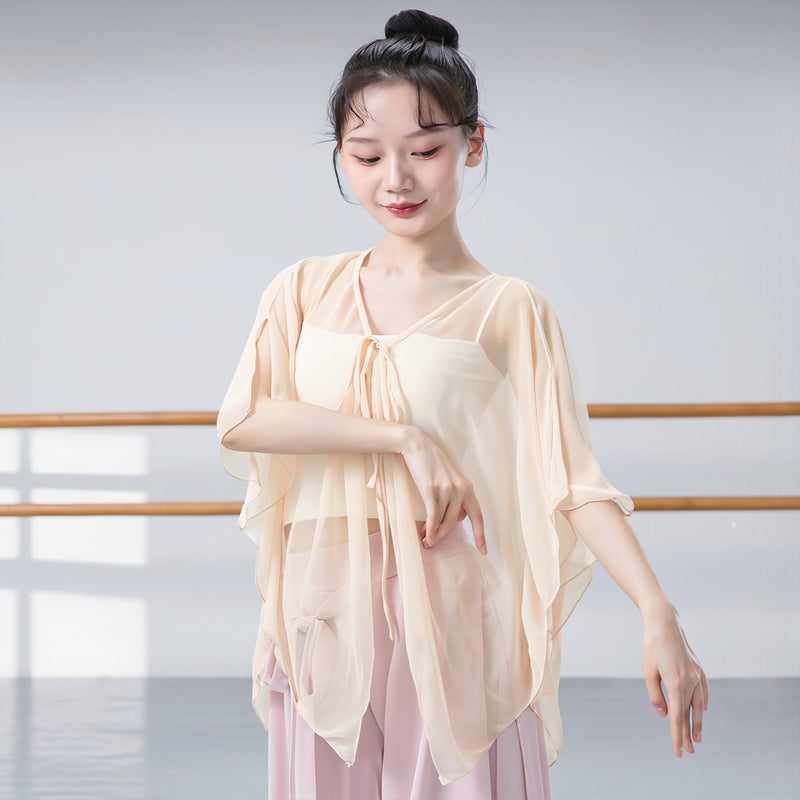 Women Dance Top For Beginner Student Dancer Comfortable Soft Beige M - Image 4