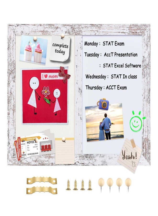 Umtiti Bulletin Board Whiteboard White Felt Board Combo for Office School Kitchen Bedroom, White Wood Frame,10.2"*14.2",Whiteboard+WH-2636WH - Image 2