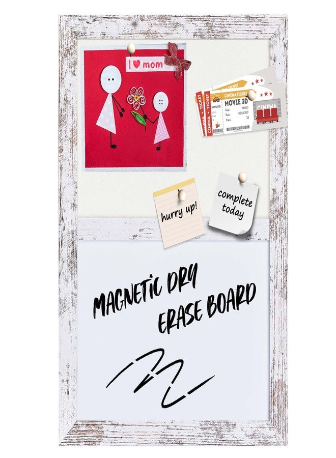 Umtiti Bulletin Board Whiteboard White Felt Board Combo for Office School Kitchen Bedroom, White Wood Frame,10.2"*14.2",Whiteboard+WH-2636WH - Image 1