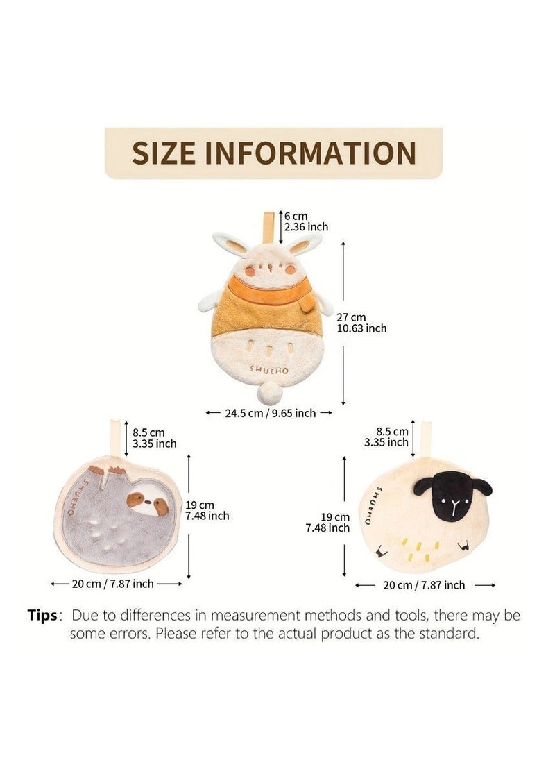 SHUEHO 3PCS Super soft three-dimensional strong water absorption thickened coral velvet hand towel Cute kitchen toilet absorbent rag children's cartoon small square towel handkerchief - Image 3