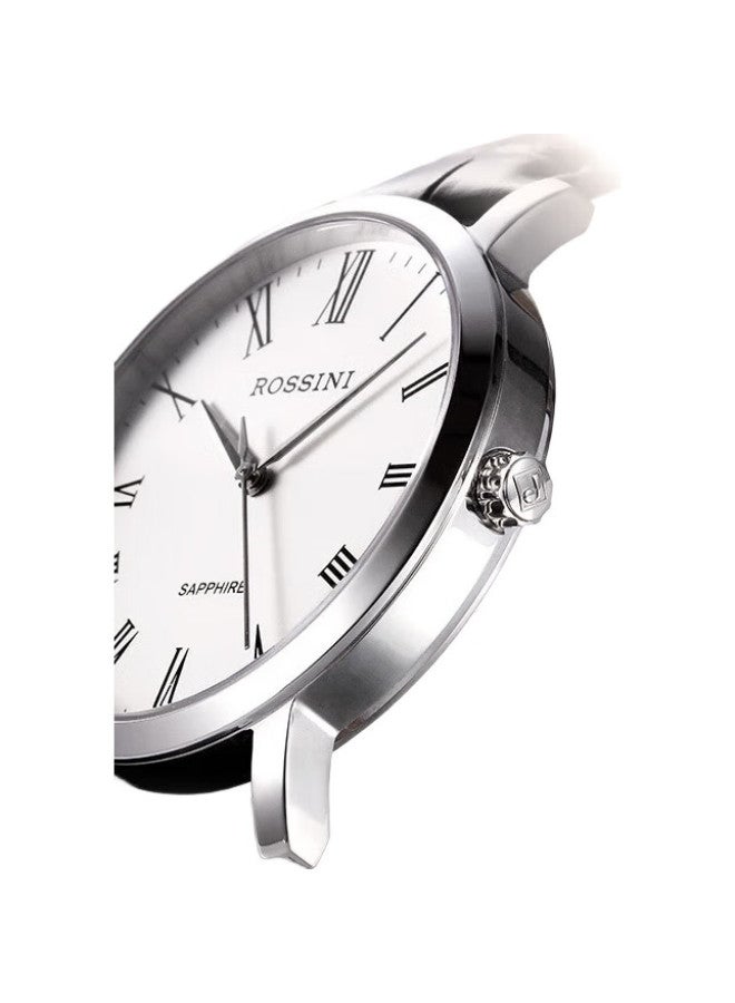 ROSSINI Women'S Quartz Watch With White Dial And Leather Strap, Student Birthday Gift For Girlfriend, Chinese Brand Elegant Simple Casual Style 519908 - Image 3
