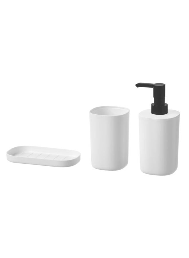 Duravel 3-Piece Bathroom Accessory Set, White with Black Pump - Image 1