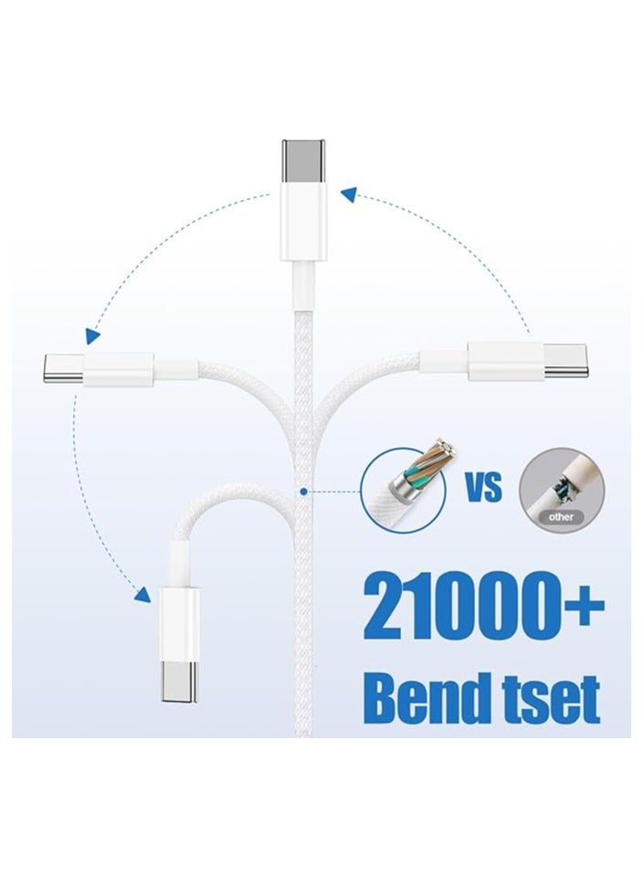 كابل شحن سريع USB-C إلى USB-C – قدرة 60 واط، سلك قوي مضفر من النايلون بطول 6  أقدام – متوافق مع iPhone 16/15، MacBook Pro، iPad Pro/Air/Mini، Samsung Galaxy والمزيد - Image 4
