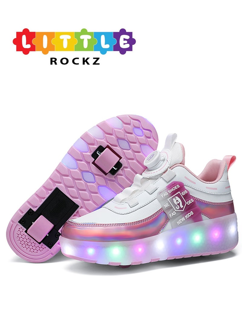 LITTLE ROCKZ LED Flash Light Fashion Shiny Sneaker Skate Heelys Shoes With Wheels And Lightning Sole  - Image 1