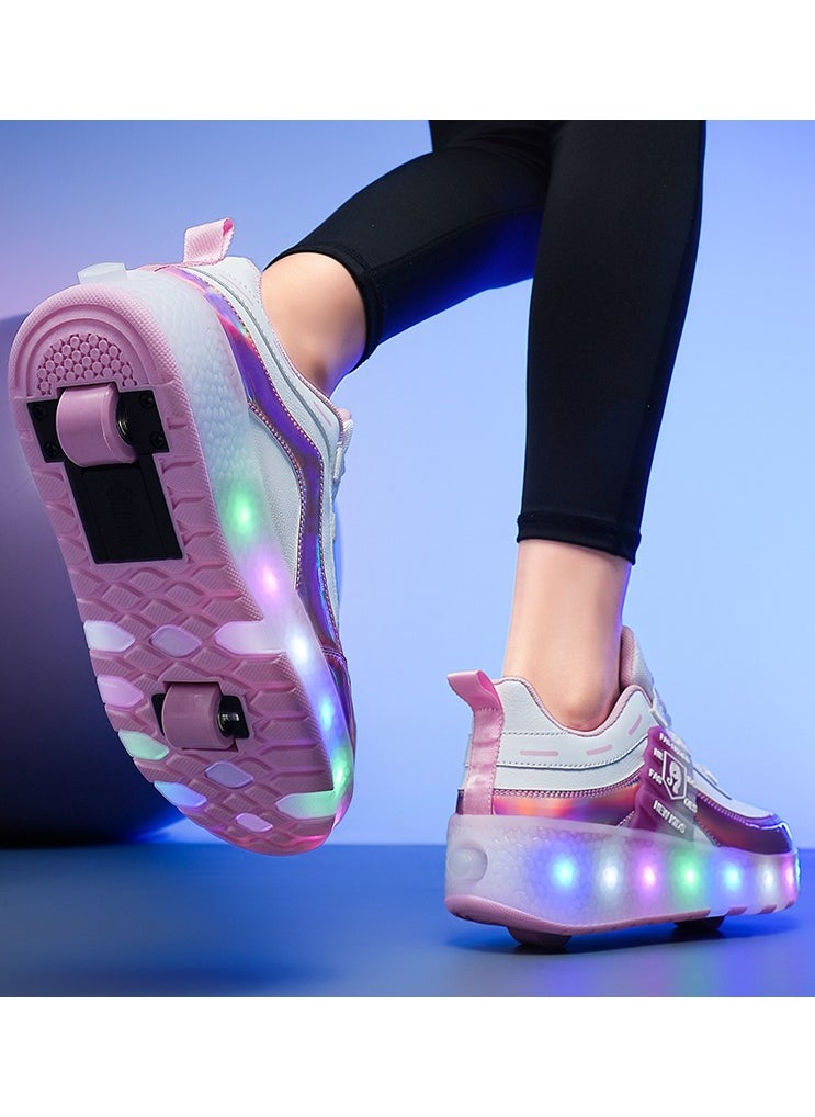 LITTLE ROCKZ LED Flash Light Fashion Shiny Sneaker Skate Heelys Shoes With Wheels And Lightning Sole  - Image 2