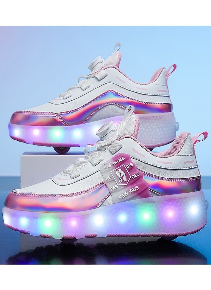 LITTLE ROCKZ LED Flash Light Fashion Shiny Sneaker Skate Heelys Shoes With Wheels And Lightning Sole  - Image 3