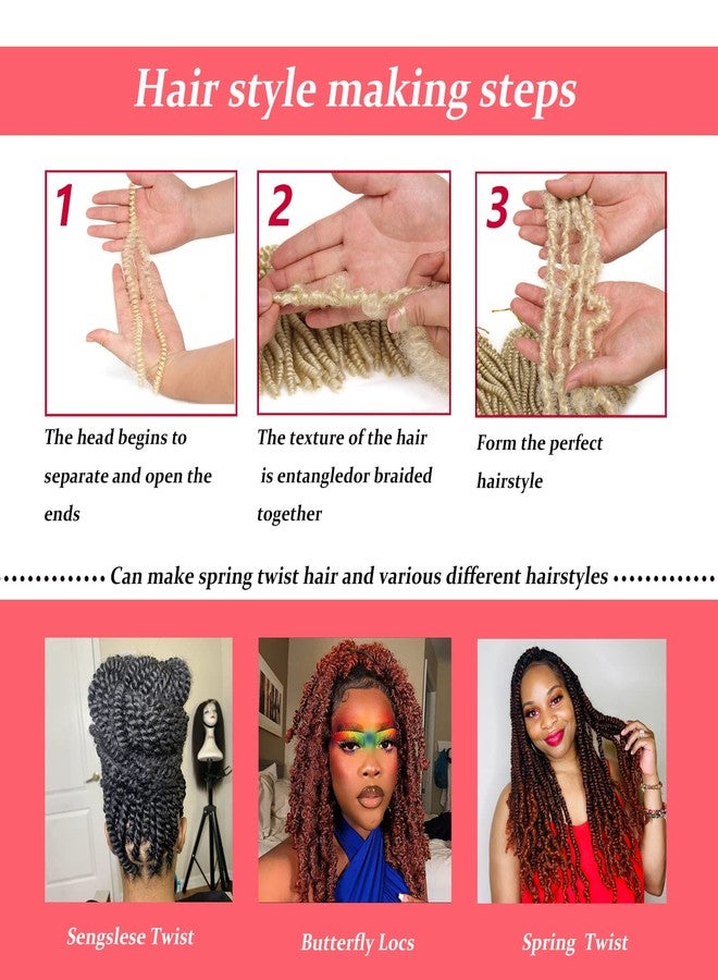 Xtrend 12 Inch 7 Packs Spring Twist Hair For Butterfly Faux Locks Honey Brown Crochet Braids Hair For Women Synthetic Crochet Braiding Hair (30#) - Image 4