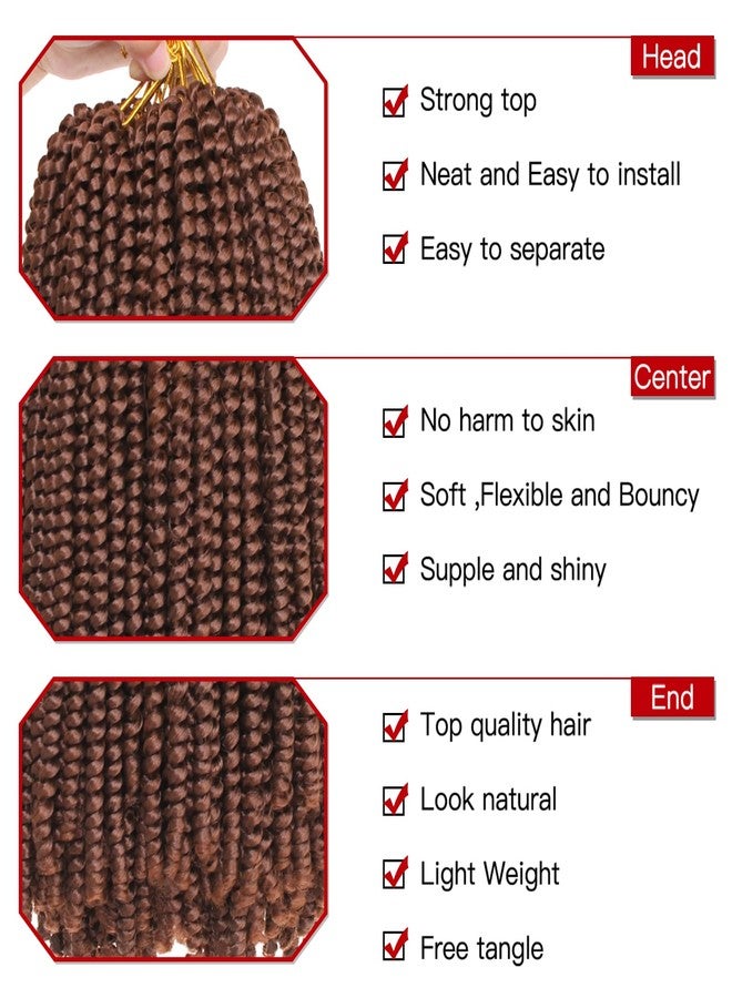 Xtrend 12 Inch 7 Packs Spring Twist Hair For Butterfly Faux Locks Honey Brown Crochet Braids Hair For Women Synthetic Crochet Braiding Hair (30#) - Image 2