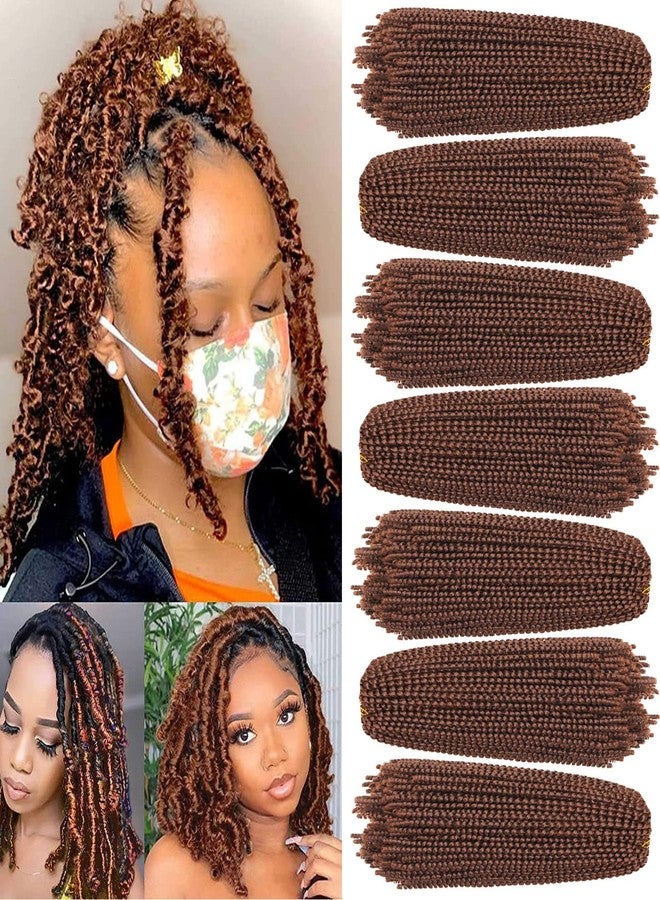 Xtrend 12 Inch 7 Packs Spring Twist Hair For Butterfly Faux Locks Honey Brown Crochet Braids Hair For Women Synthetic Crochet Braiding Hair (30#) - Image 1
