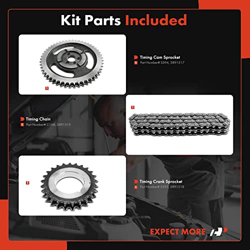 A-Premium Engine Timing Chain Kit W/Sprocket [fits OHV, 8Cyl] Compatible with Chevy & GMC, fits Camaro, Chevelle, Jimmy, Biscayne & C,G,K,R,P, Class C20 G20 P35 K1500 Suburban, Sprint, Nova, B6000 - Image 2