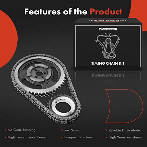 A-Premium Engine Timing Chain Kit W/Sprocket [fits OHV, 8Cyl] Compatible with Chevy & GMC, fits Camaro, Chevelle, Jimmy, Biscayne & C,G,K,R,P, Class C20 G20 P35 K1500 Suburban, Sprint, Nova, B6000 - Image 5