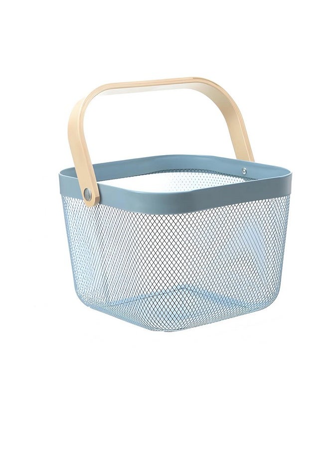 Kuber Industries Kuber Industries Metal Wire Basket With Handle|Storage Basket Fot Fruits, Books|Mesh Open Storage Bin|Storage Organizer|Blue  - Image 5