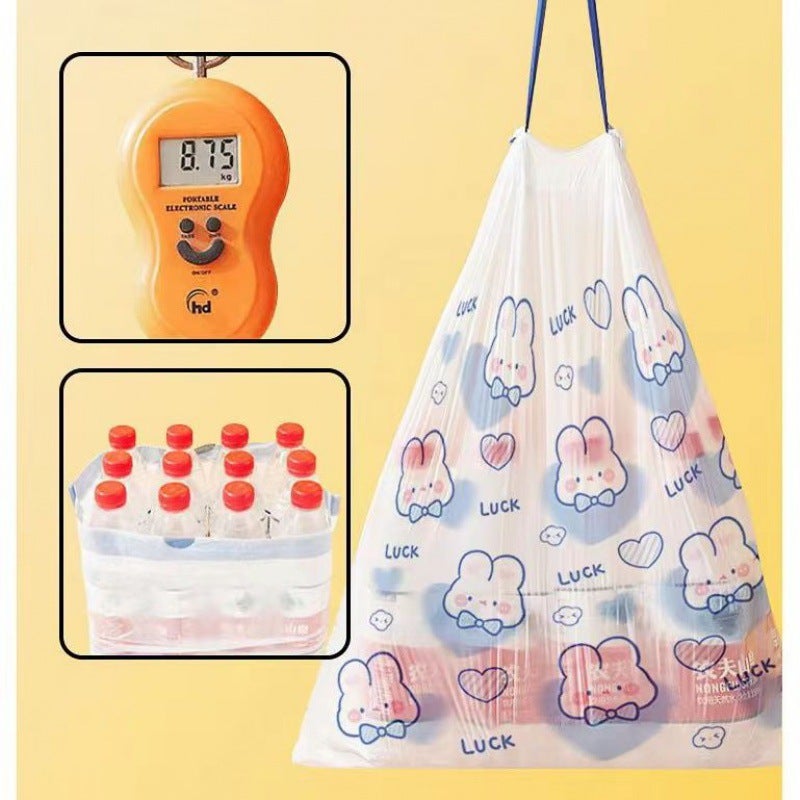 Garbage Bag Drawstring Type Household Kitchen Thickened Super Thick Office Plastic Bag Toilet Cute Money Rabbit Like Brocade - Image 5