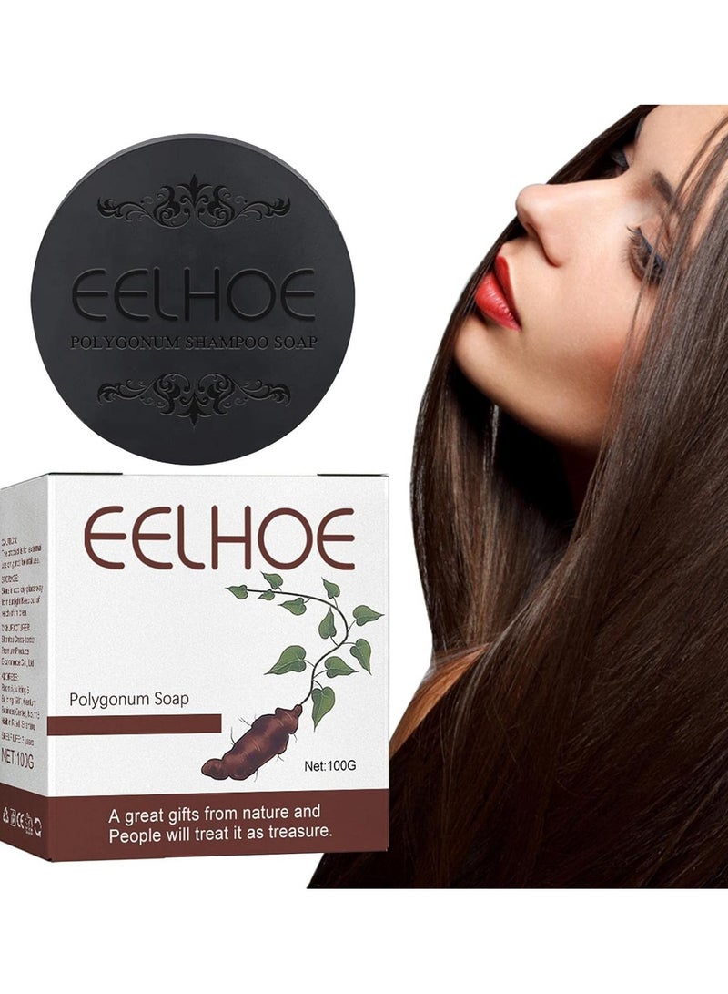 EELHOE 1pc Hair Nourishing Shampoo Soap Natural Polygonum Essence Hair Shampoo Darkening Soap Hair Soap Care Cleansing Hair Bar - Image 2