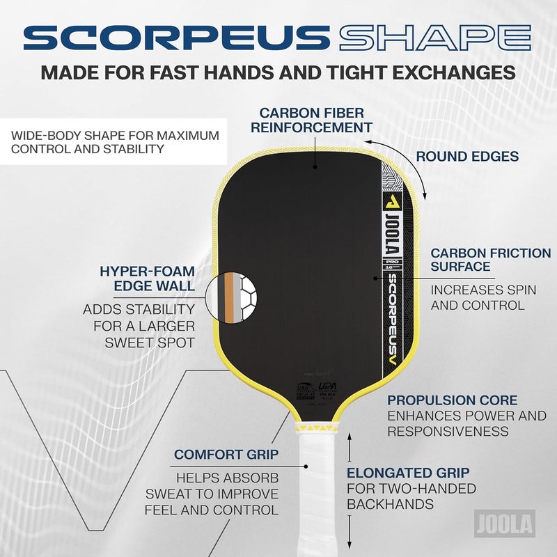 JOOLA Scorpeus Pro V Pickleball Paddle - 16mm Raw Carbon Fiber with Enhanced Frame & Propulsion Core - Image 4