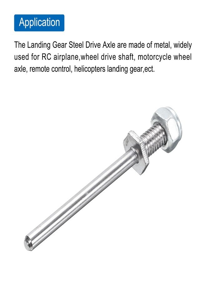 MECCANIXITY Pack of 3 Landing Gear Steel Axle 5/32 Inch Dia 2.4 Inch Length M6 Wheel Drive Shaft with Nuts for RC Airplane - Image 4