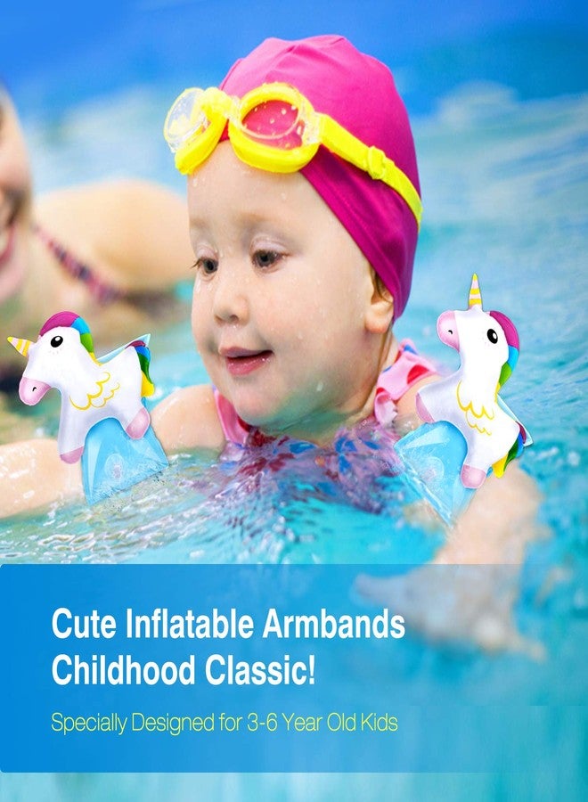 MoKo Swim Arm Bands for Kids, Toddlers Begin to Swim Inflatable Pool Floats Sleeves, Cute Cartoon Swimming Wings Armlets Rings Floaties Tubes, Water Sports Learning Swim Training Aids, Unicorn - Image 2