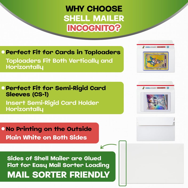 Hobby Armor 100 Pack Shell Mailer Incognito Trading Card Envelopes by Hobby Armor, 7" x 4.35" Trading Card Mailers for Shipping, Perfect Size Shipping Envelope for Mailing Cards in Semi-Rigid Holders & Toploaders - Image 5