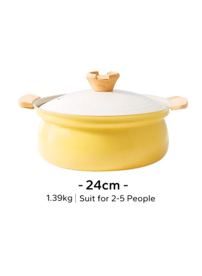 Redchef Nonstick Ceramic Rock Table Soup Pot Non Toxic, PFAS& PTFE& PFOA Free Casserole 24cm Suitable for All Stoves ( Yellow ) - Image 1