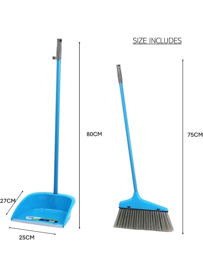 Clean and Care Dustpan with Broom Set Long Handle Household Cleaning tools Office Shop Home Kitchen Stand up broom Sweeping Floor 2 Set - Image 4