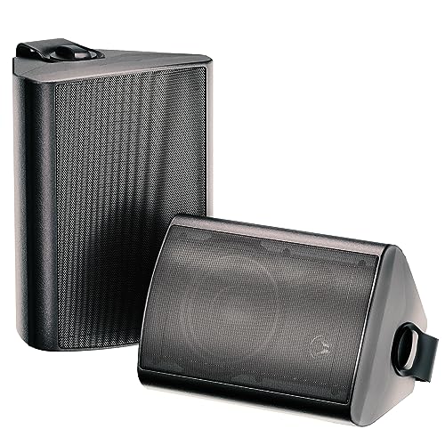 Herdio 65 Inch 400W Outdoor Speakers Wired Waterproof with Powerful BassWall Mount Speakers for Patio Garage Covered DeckAllWeatherPairBlack - Image 1