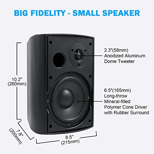 Herdio 65 Inch 400W Outdoor Speakers Wired Waterproof with Powerful BassWall Mount Speakers for Patio Garage Covered DeckAllWeatherPairBlack - Image 3