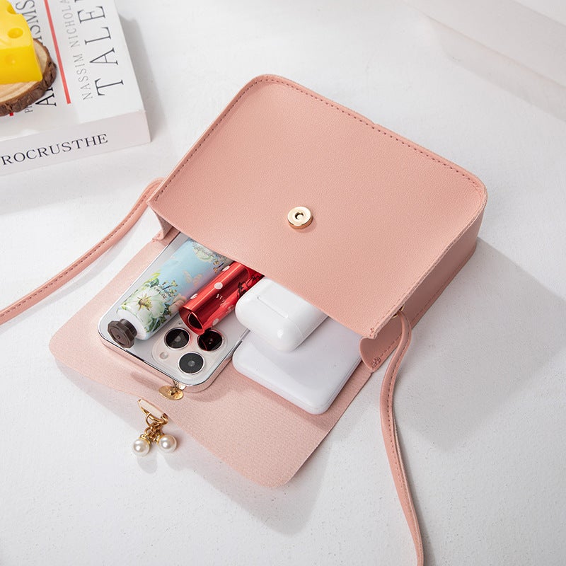 2024 Women'S Small Bag Daily Versatile Women'S Bag Contrast Color Small Square Bag Pearl Pendant Bag Mobile Phone Bag Crossbody Bag - Image 5