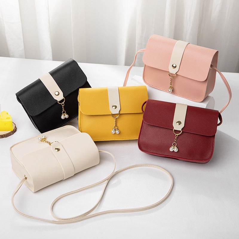 2024 Women'S Small Bag Daily Versatile Women'S Bag Contrast Color Small Square Bag Pearl Pendant Bag Mobile Phone Bag Crossbody Bag - Image 2