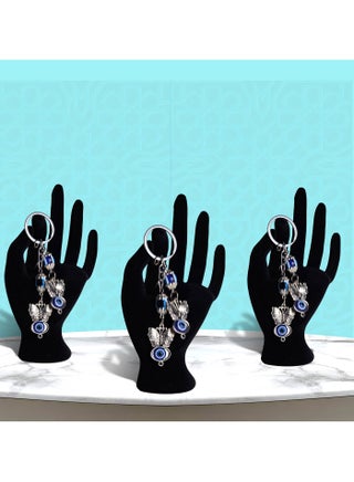 Stylist 2 Butterfly  Blue  Eye Keychain 3pcs designed to offer protection and elegance. Perfect for daily use, gifting, or adding a cultural touch to your accessories - view 3