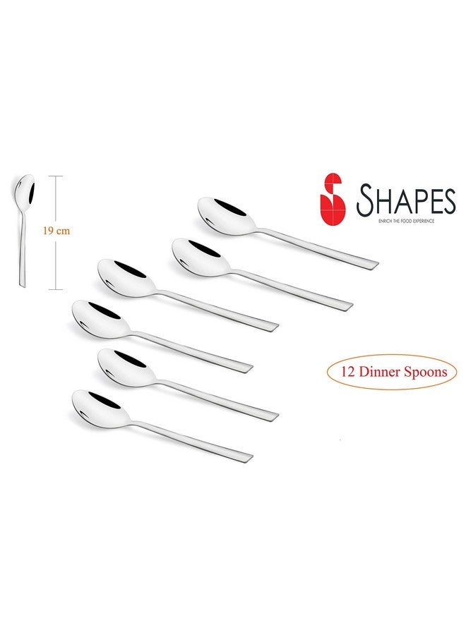 SHAPES Koko Gleen Stainless Steel Dinner Spoon for Home/Kitchen, Set of 12 Pcs. (19 cm.) Dinner Spoon Set - Image 2